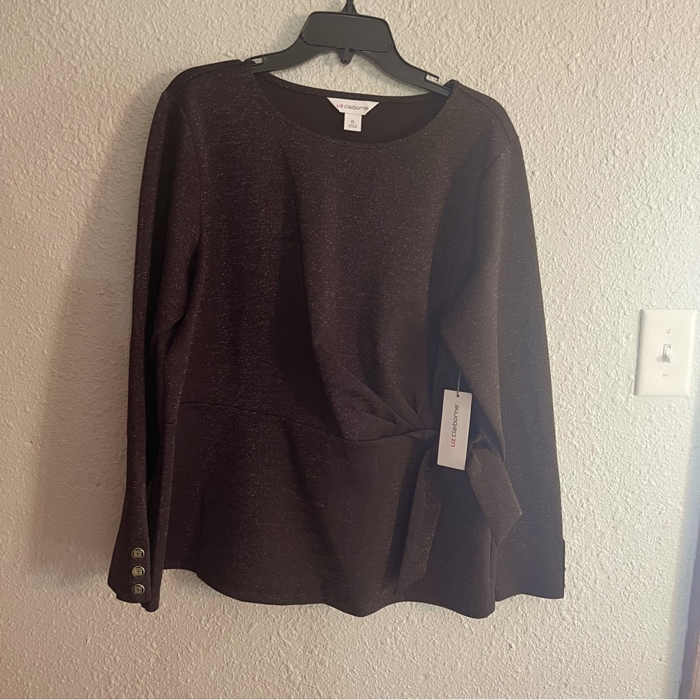 Liz Claiborne Shimmering Brown Long Sleeve Top